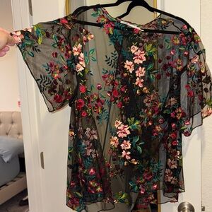 Kimchi Blue Embroidered Floral Top XL